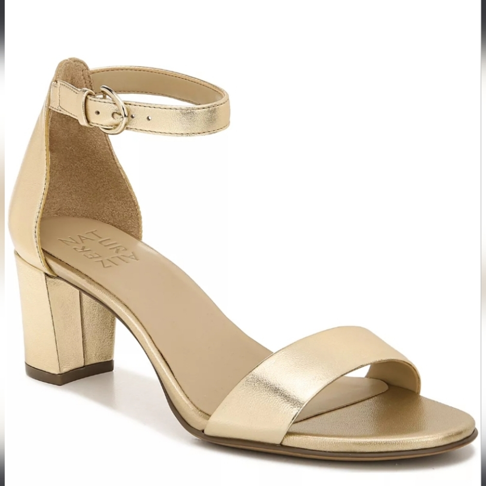 Naturalizer Vera Dress Sandals Dark Gold Leather 12 WIDE - Picture 1 of 9